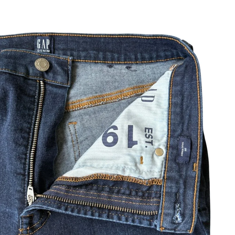 GAP true skinny high rise dark wash blue denim stretchy jeans women's 30S/10S - Picture 5 of 10
